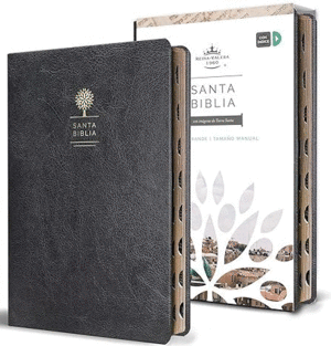 SANTA BIBLIA. NEGRA, PESTAÑAS, LETRA GRANDE, TAMAÑO MANUAL